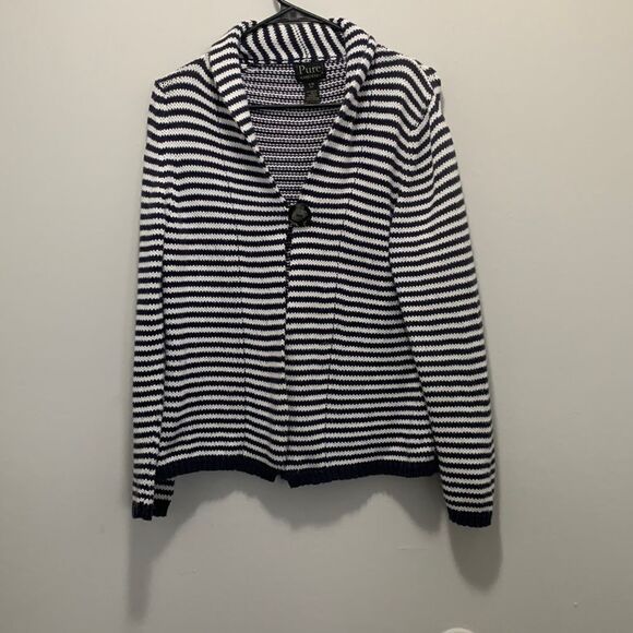 Sweaters - Pure HandKnit Striped Cardigan S/M